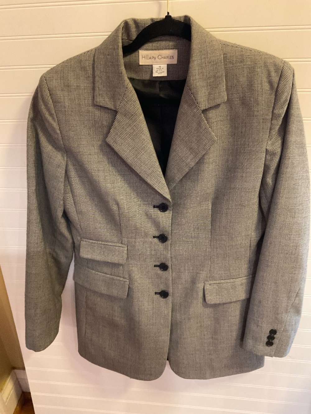 Hillary CHarles Women’s Size 10 Black White Houndstooth Blazer